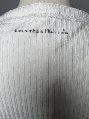 Abercrombie & Fitch White Ribbed Button-Front top thumbnail 6