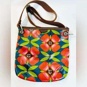 Fossil Key-Per Floral Coated Canvas Crossbody Bag with Brown Adjustable Strap thumbnail 6