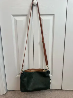 NWOT Authentic Genuine Leather Valentina Dark Green Leather Crossbody Bag thumbnail 9