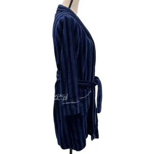 Victorias Secret Navy & Black Striped Embroidered Logo Belted Robe With Pockets thumbnail 6