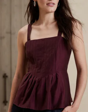 Banana Republic Factory Pleated Camisole Womens Size 12 Dark Cherry NWT thumbnail 1