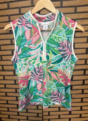 Sigrid Olsen pink and green golf and tennis tank medium thumbnail 1