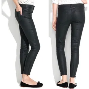 Madewell Jeans Womens 26 Black Skinny Ankle Leather Coated Biker Moto Zip Pocket thumbnail 12
