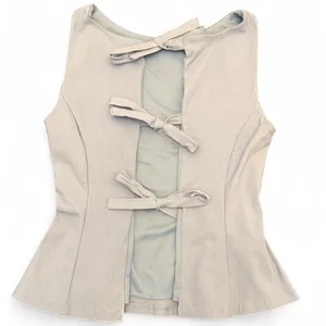 Blue Blush Light Blue Sleeveless Peplum Top Bow Back Open Back Coquette Small thumbnail 1