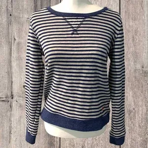 Levi’s Blue & White Striped Crewneck Pullover Sweatshirt Sz XS thumbnail 3