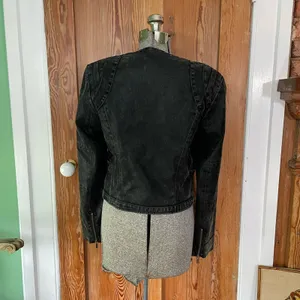 Blanc Noir BNCI Faux Leather Asymmetrical Zip Sleeve Moto Jacket Sz L 💚🎀 thumbnail 6