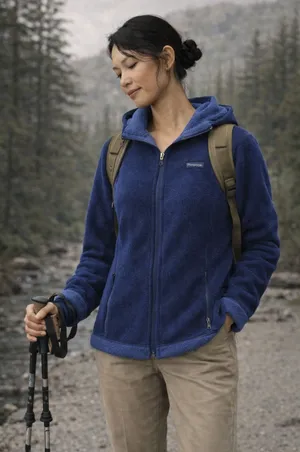 Patagonia Zip Up Synchilla Sherpa Jacket with Hood Blue Medium thumbnail 1