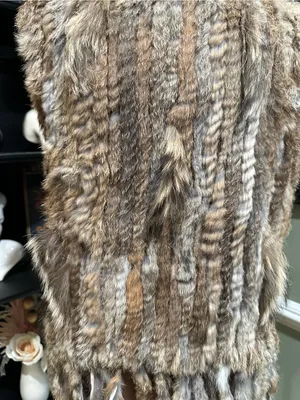 Real Rabbit Fur Vest – Brown Beige Natural Fur – Size M thumbnail 11