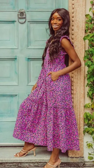 BuddyLove Anastasia Ruffle Shoulder Midi Dress - Thorn thumbnail 6