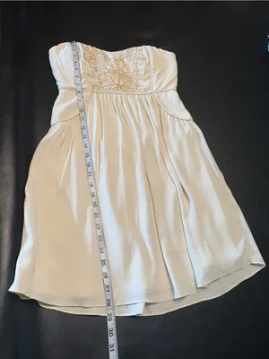 MM Couture by miss me Strapless Embroidered Cream Dress size M thumbnail 12