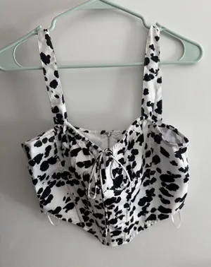 Cotton Candy LA Cow Print Corset Top thumbnail 1