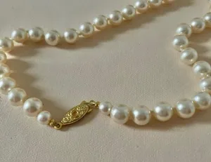 Champagne Pearl Necklace Vintage “Mairi” 25” Gold Marquise Fishhook JAPAN Classic thumbnail 1