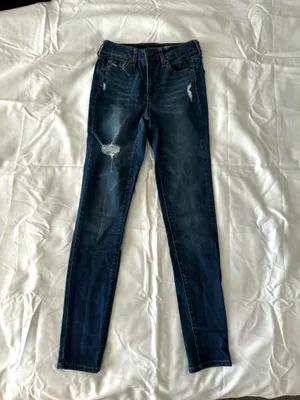 Dark Wash Destroyed High Waisted Jeggings thumbnail 2