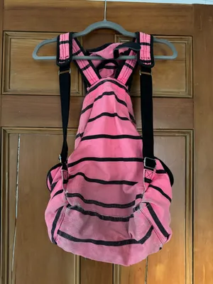 PINK - Victoria's Secret Black & Pink Striped Backpack thumbnail 6
