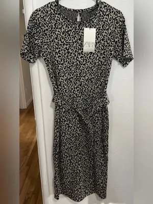 NWT Zara Animal Print Dress with Side Slit Size M thumbnail 6