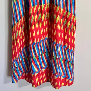 Boho Vibrant Print Striped Long Maxi Dress Womens M Multicolor Strappy Back thumbnail 3