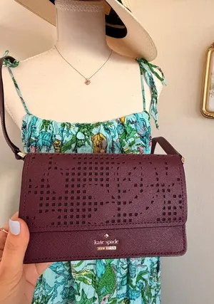 kate spade Plum Laser-Cut Crossbody Bag with Gold Logo thumbnail 1