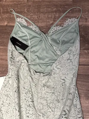 Lulus Light Blue Floral Lace Open Back Mini Dress NWT thumbnail 11