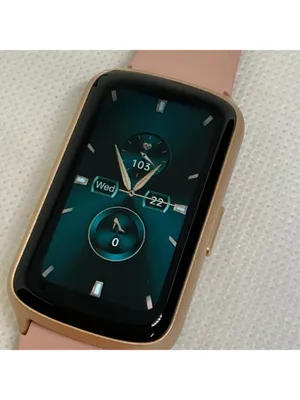 Fitness tracker smart watch rose gold tone case 26mm pink silicone band thumbnail 2