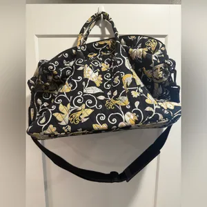 Vera Bradley Floral Black and Yellow Tote Travel‎ Bag thumbnail 2