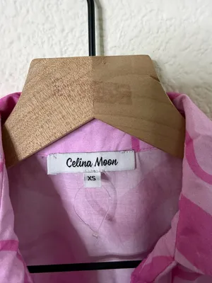 Celina‎ Moon Pink Floral Belted Poplin Sleeveless Midi Dress Womens Size XS thumbnail 5