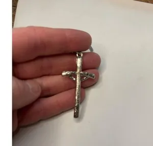 Silver-Tone Crucifix Keychain With Religious Jesus Cross Pendant thumbnail 6