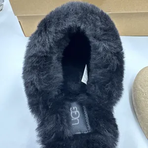 UGG Disquette Black Suede Fur Cuff Slide Platform Slipper Shoes Size 7 Women New thumbnail 11