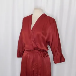 SCOTCH & SODA Maison Scotch Red Satin Wrap Dress Solid Party Cocktails Medium thumbnail 5
