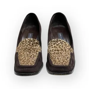 Vintage 90’s: Anne Klein II 𖦹 Calf Hair Heeled Loafers 𖦹 Leopard Print Suede thumbnail 9