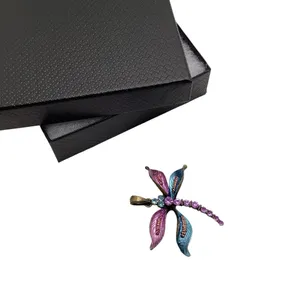 Vintage fairy cottagecore Dragonfly pendant with purple and teal rhinestones. thumbnail 7