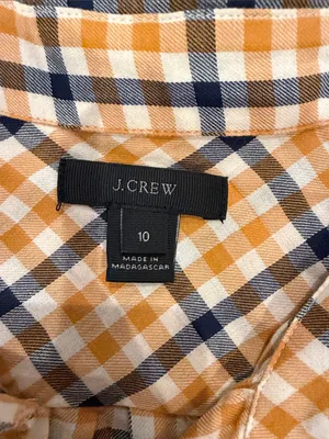 J. Crew Yellow and Navy Plaid Button-Down Shirt Size 10 - Women’s - C1-615 thumbnail 2