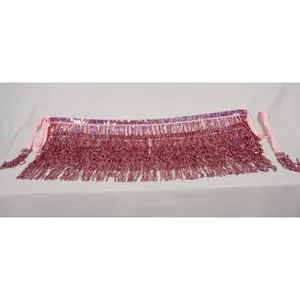 Pink Sequin Belly Dance Hip Scarf Tassel Wrap Sparkly Fringe Skirt ONE SIZE thumbnail 3