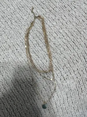 Gold layered necklace with a charm #layerednecklace #jewelry thumbnail 3