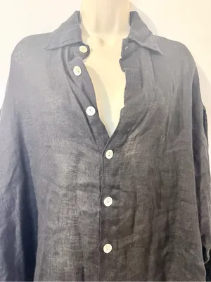 Vitamin A Eco Linen Oversized Collared Long Sleeve Shirt Black Women's Size S thumbnail 11