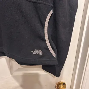 VTG The North Face Womens Fleece Hoodie Pullover Black L‎ Kangaroo Pocket Gorp thumbnail 2