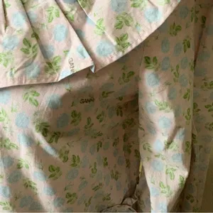 GANNI Ruffled floral-print‎ cotton mini dress Pastel Blue Pink Size 34 thumbnail 6