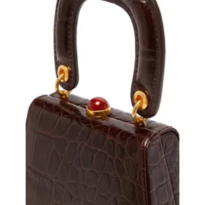 💕STAUD💕 Kenny Bag Brown Crocodile Embossed thumbnail 12