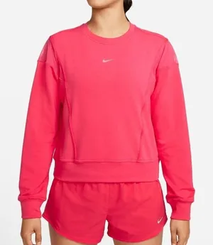 Nike Medium Sweatshirt Dri-FIT Cropped Mesh Panel FB5246-648 Pink Red Activewear thumbnail 1
