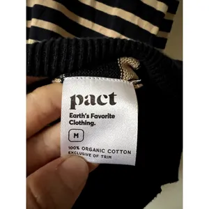 Pact Classic Fine Knit Collared Striped Mini Sweater Dress Size M Blue Beige thumbnail 5