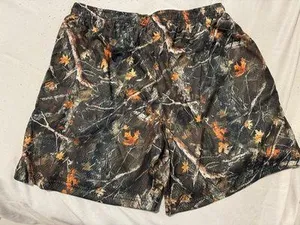 Men's Camouflage Athletic Shorts with Autumn Leaf Accent thumbnail 4