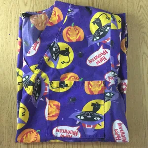 Just Love Halloween Cats Pumpkin Scrub Top 3 Pockets Med/Lrg thumbnail 2