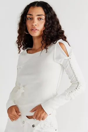 Free People We the Free M Daisy Chain Cuff Cut Out Twisted Detailed Sleeves Top thumbnail 1
