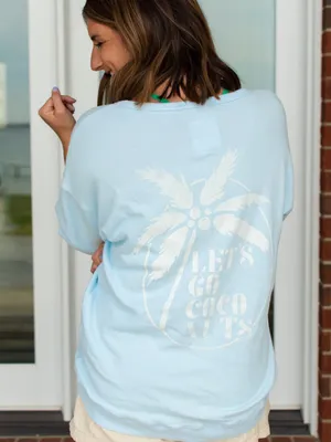 Aerie Summer Daze “Lets Go Coconuts” Beachy Scoop-Neck Cotton Sweatshirt Sz Med thumbnail 2