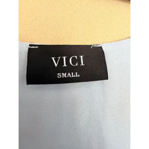 VICI Mini Dress Women Small Light‎ Blue Floral Tyche Long Sleeve Ruffle Boho thumbnail 3