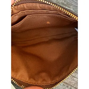 Coach Corner Zip Wristlet in Signature Canvas with Stripe Brown Cream Gold thumbnail 3