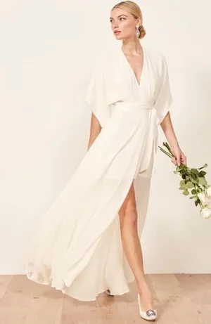 Reformation‎ Winslow Wrap Dress, Adjustable, White/Ivory, Size Small NWT thumbnail 1