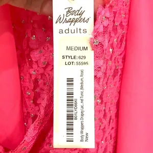Body Wrappers Drapey Lace Panel Tunic Top Sparkly Rose Pink M #629 Praise Dance thumbnail 9