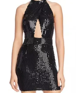 Tiger Mist Portia Sequin-Stripe Cutout Mini Dress thumbnail 1