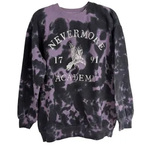 Goodie Two Sleeves Wednesday Nevermore Academy Tie‎ Dye Crewneck Sweatshirt Raven Gothic Medium thumbnail 1