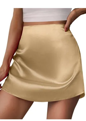 Gold Satin Mini Skirt thumbnail 1